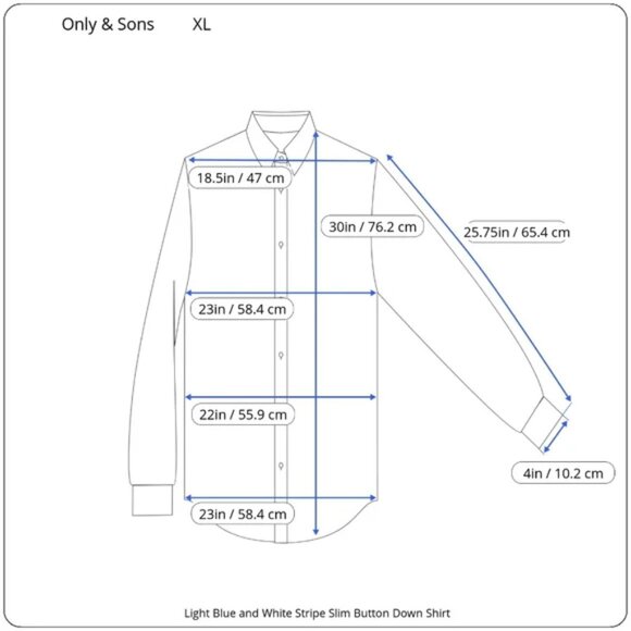 Only & Sons Men's Light Blue & White Striped Button Down Shirt Size XL - Picture 16 of 16